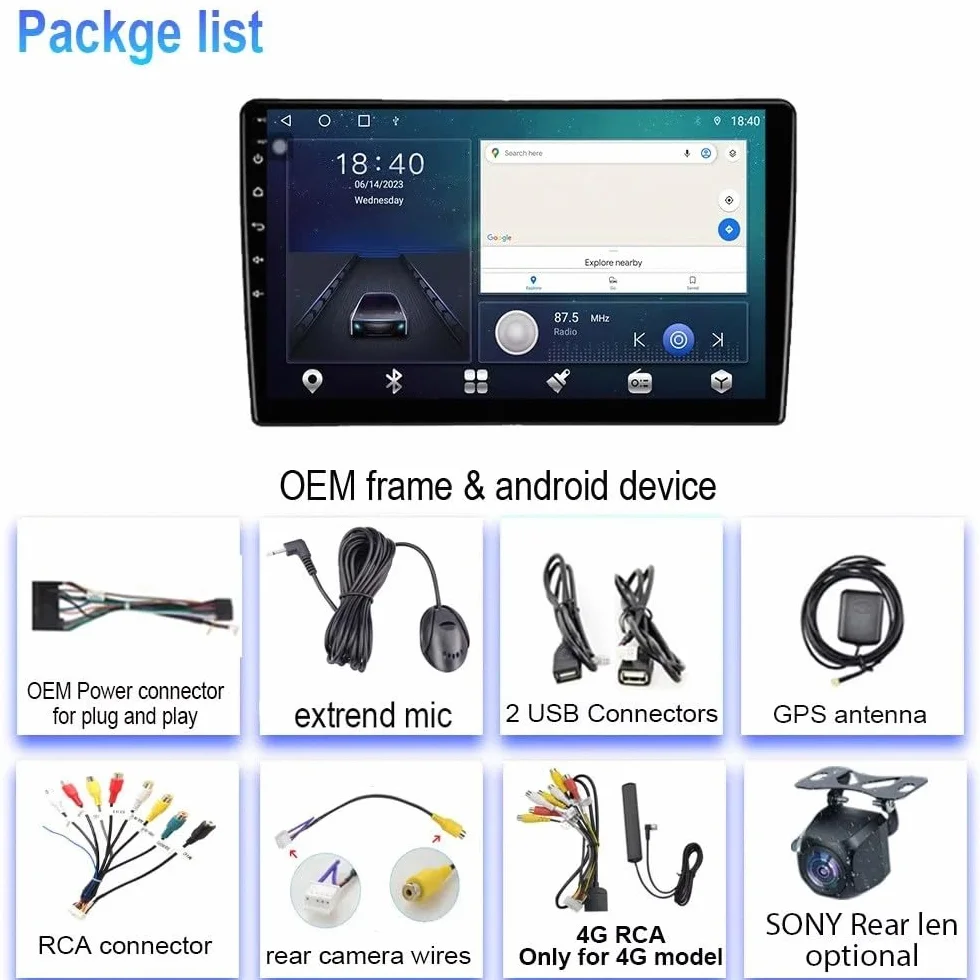 Nawigacja Gps, Radio, Nawigacja Satelitarna dla Toyota Estima/Previa 2000-2005 Odtwarzacz Wideo Car Play Mirror Link, Siri/Airplay/Aux/Radio, Odtwarzacz, 4 Rdzeń 2G+32G