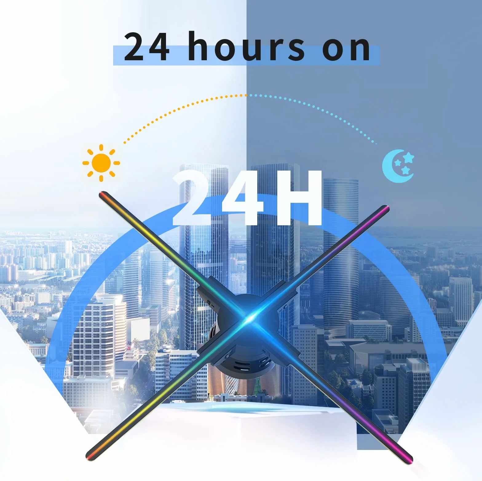 Projektor Holograficzny 60cm Projektor Holograficzna maszyna reklamowa, WiFi Sterowanie Wentylator Ekran LED Reklama 3D Display Animation