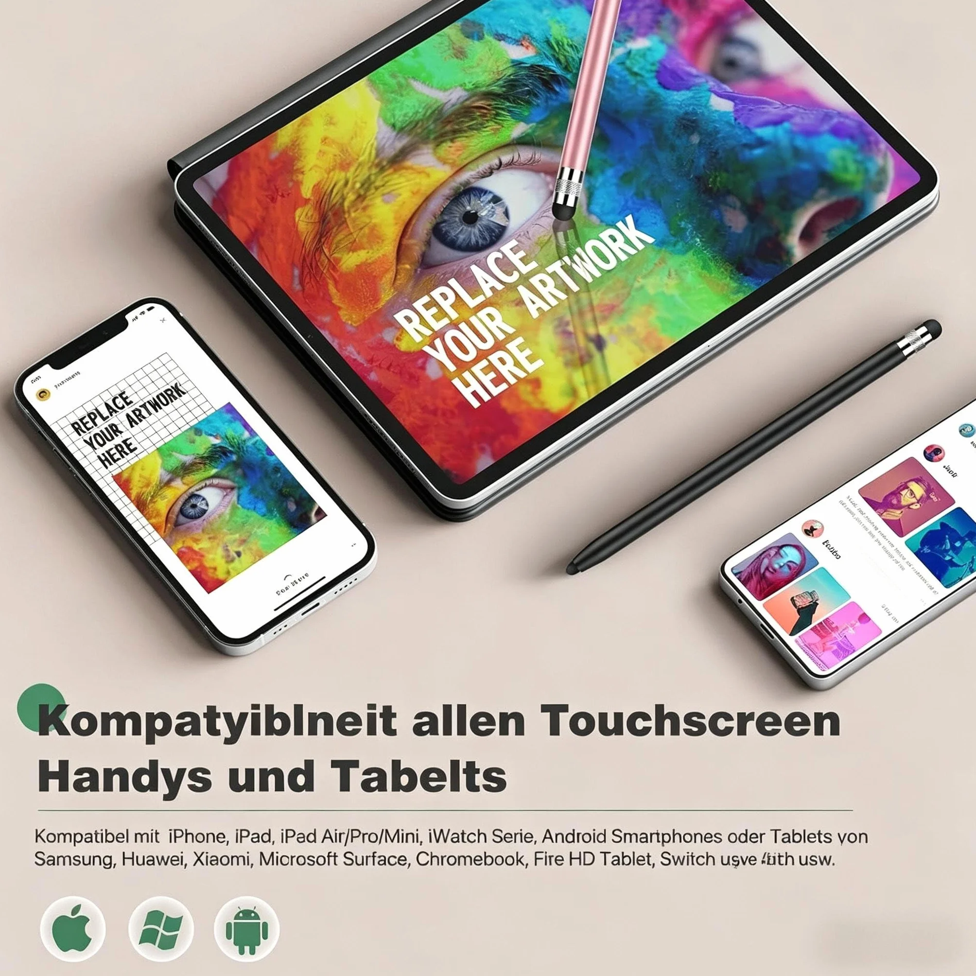 MEKO rysik do iPad, tabletów rysiki do telefonu słuchawka, 2 sztuki, gumowy prysznicowy o tabletu iPhone smartfona ipada Pro Mini, Samsung,Switch,Huawei, Xiaomi, Surface itd, czarny różowe złoto