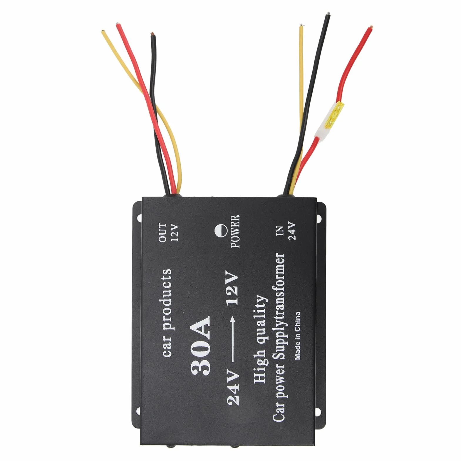 Przetwornica zasilania samochodu 30A 24V do 12V napięcie prądu stałego Adapter obniżający napięcie do lodówki samochodowej odtwarzacz DVD kamera stop aluminium czarny