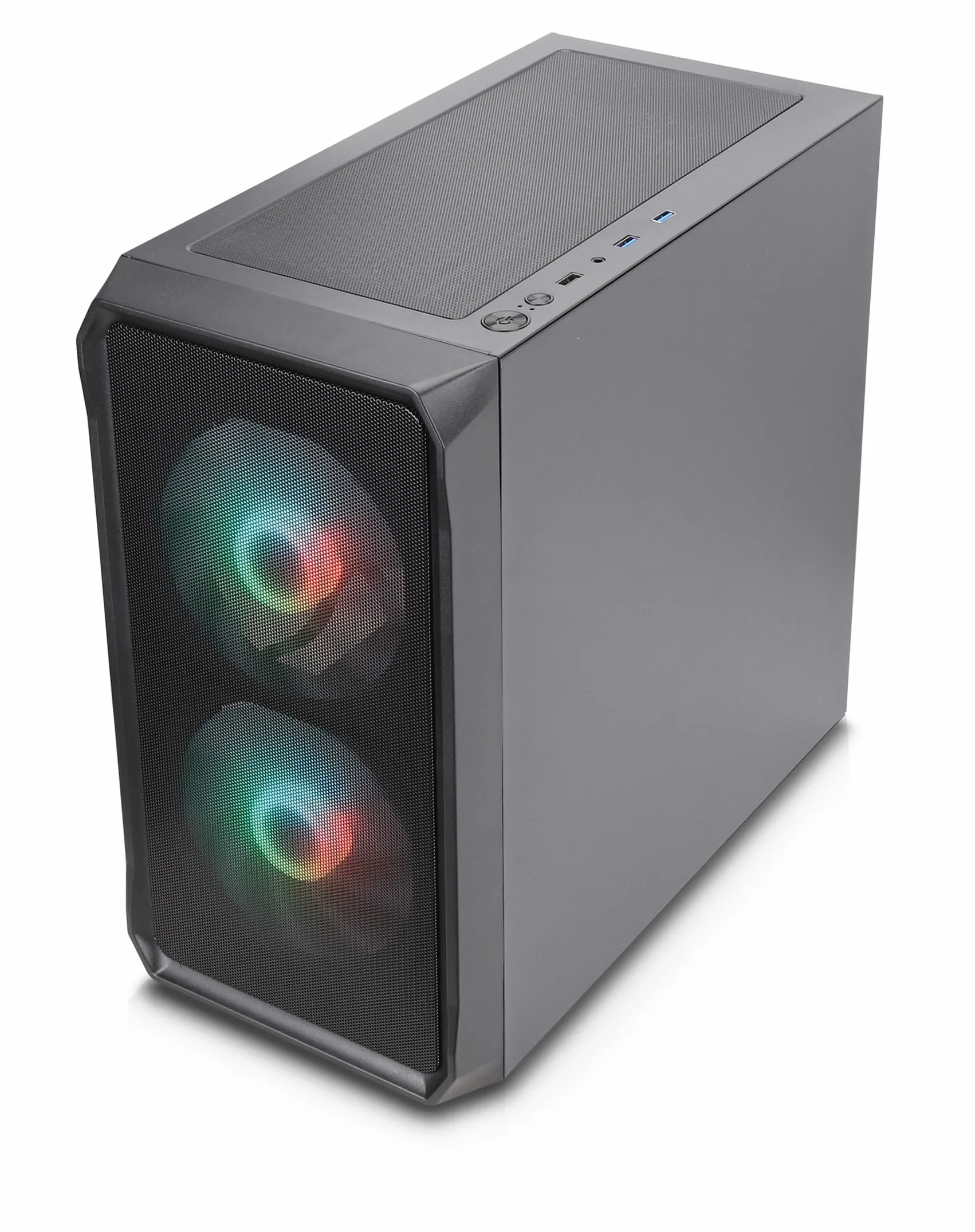 Air 10 Black kompaktowa obudowa mATX PC, duży metalowy przód z siateczki, szkło hartowane, 2 x wentylator A-RGB z hydrołożyskami 140 mm, GPU do 340 mm, grzejniki 240 mm, zasilacz ATX