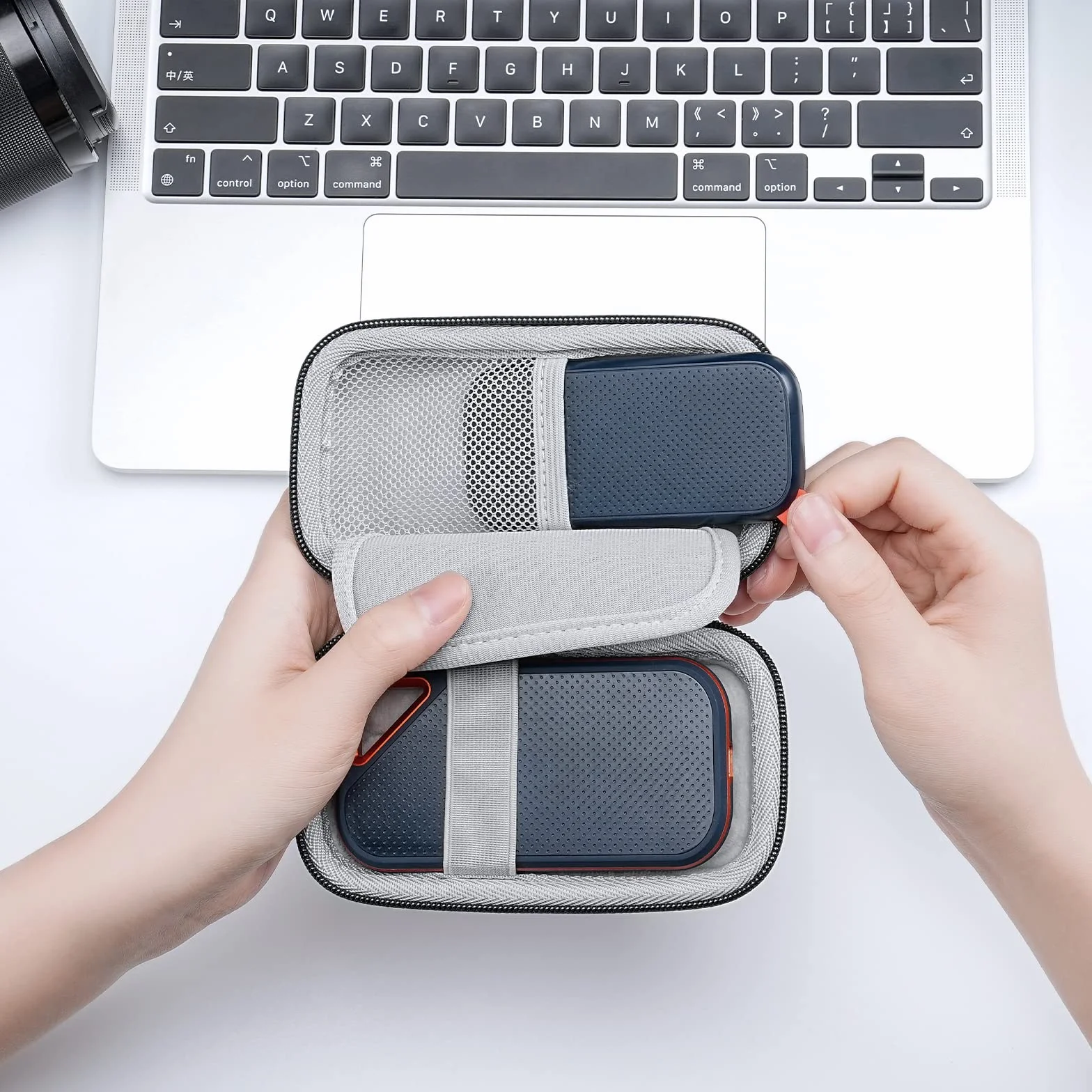 Yinke Pokrowiec Case etui do Sandisk Extreme/Extreme Pro/WD My Passport/Crucial X8 Portable zewnętrzny SSD 500 GB 1TB 2TB, szary