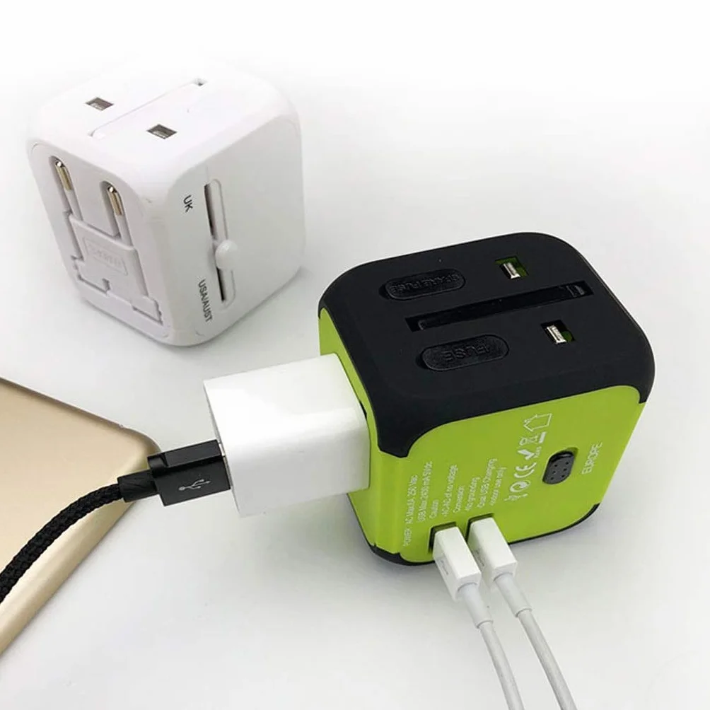 Międzynarodowa ładowarka energetyczna, Uniwersalny adapter podróży, Adapter podróży Uppel Dual Usb. All-in-One Worldwide Cargers Adapters (Color : B, Rozmiar : 5.6 * 6.5 * 5cm)