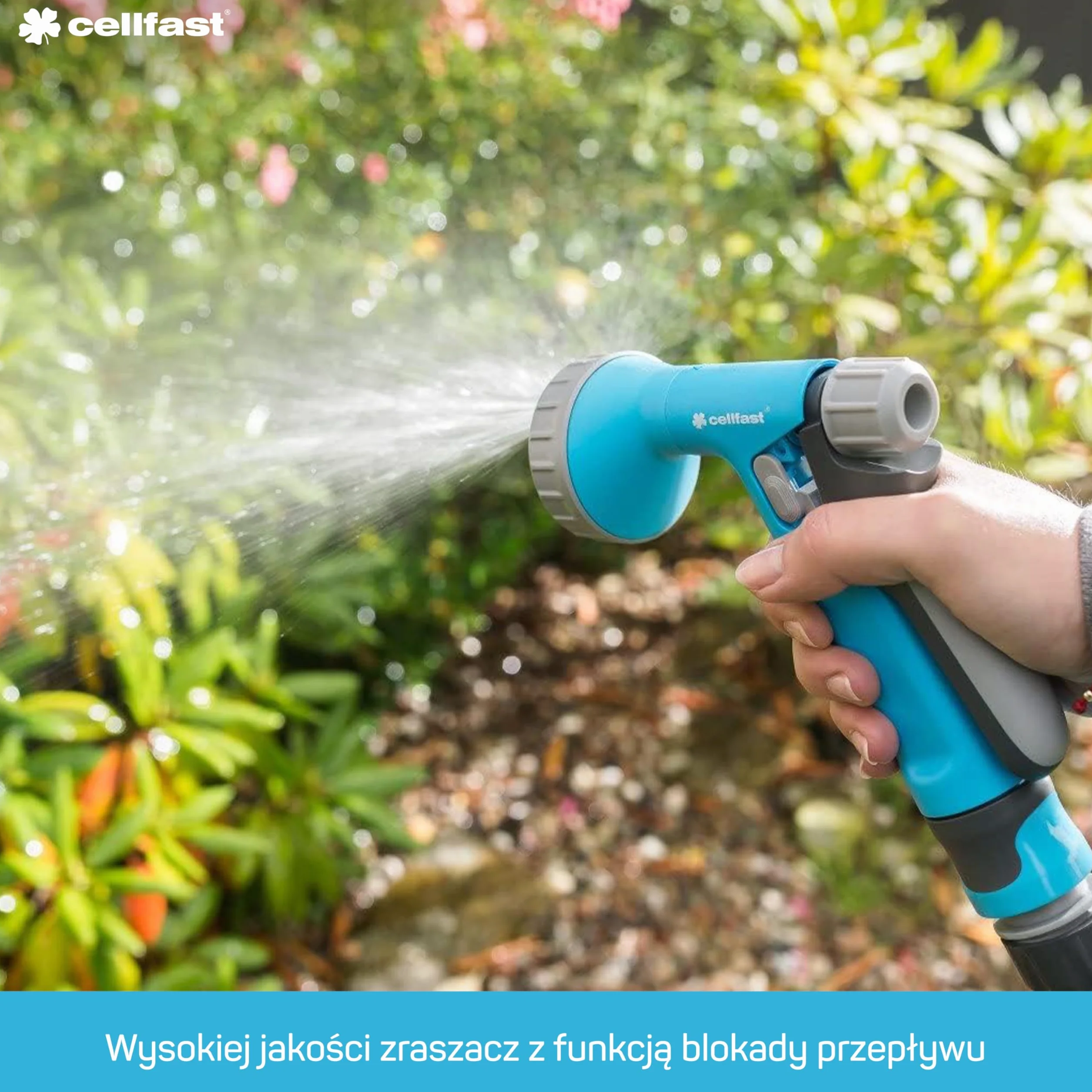 CELLFAST Zraszacz Pistoletowy Zraszacz Ogrodowy Do Trawnika Kwiatów Roślin System Safetouch Rain Ideal