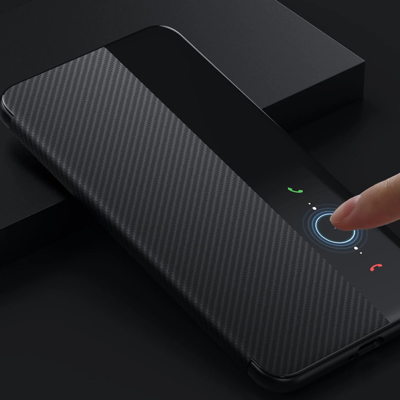 Cienkie etui do Huawei Pura 90 Pro Max / 90 Pro / 90, luksusowe, biznesowe etui z włókna węglowego, skórzane etui na telefon komórkowy, inteligentne okienko, z klapką, czarne, 90