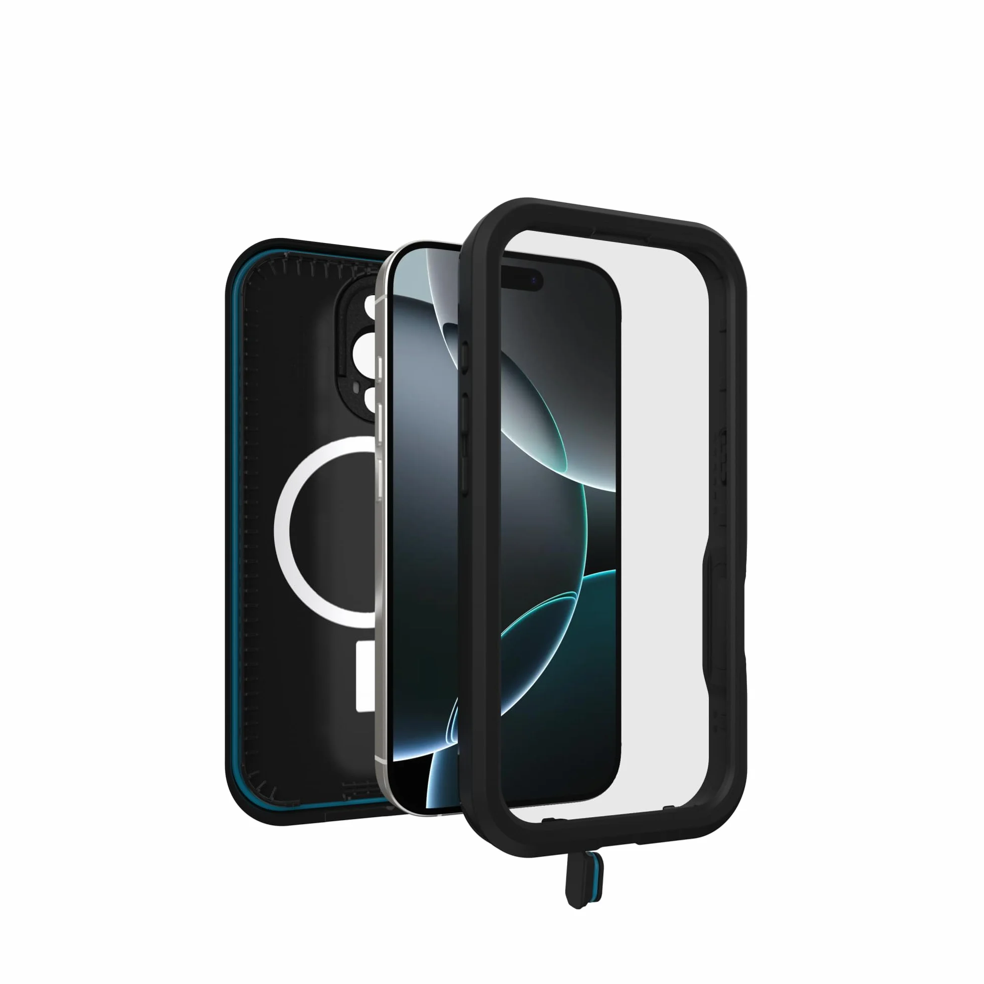 OtterBox Wodoodporne etui z serii FR do iPhone'a 16 Pro z funkcją MagSafe (zaprojektowane przez LifeProof) – czarne, wodoodporne, 60% tworzywo sztuczne z recyklingu, eleganckie i stylowe