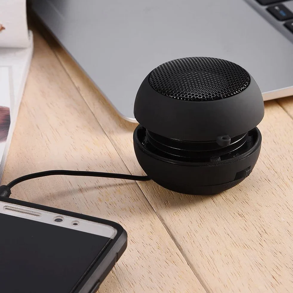 Przenośny głośnik komputerowy mini z kablem audio 3,5 mm USB czarny