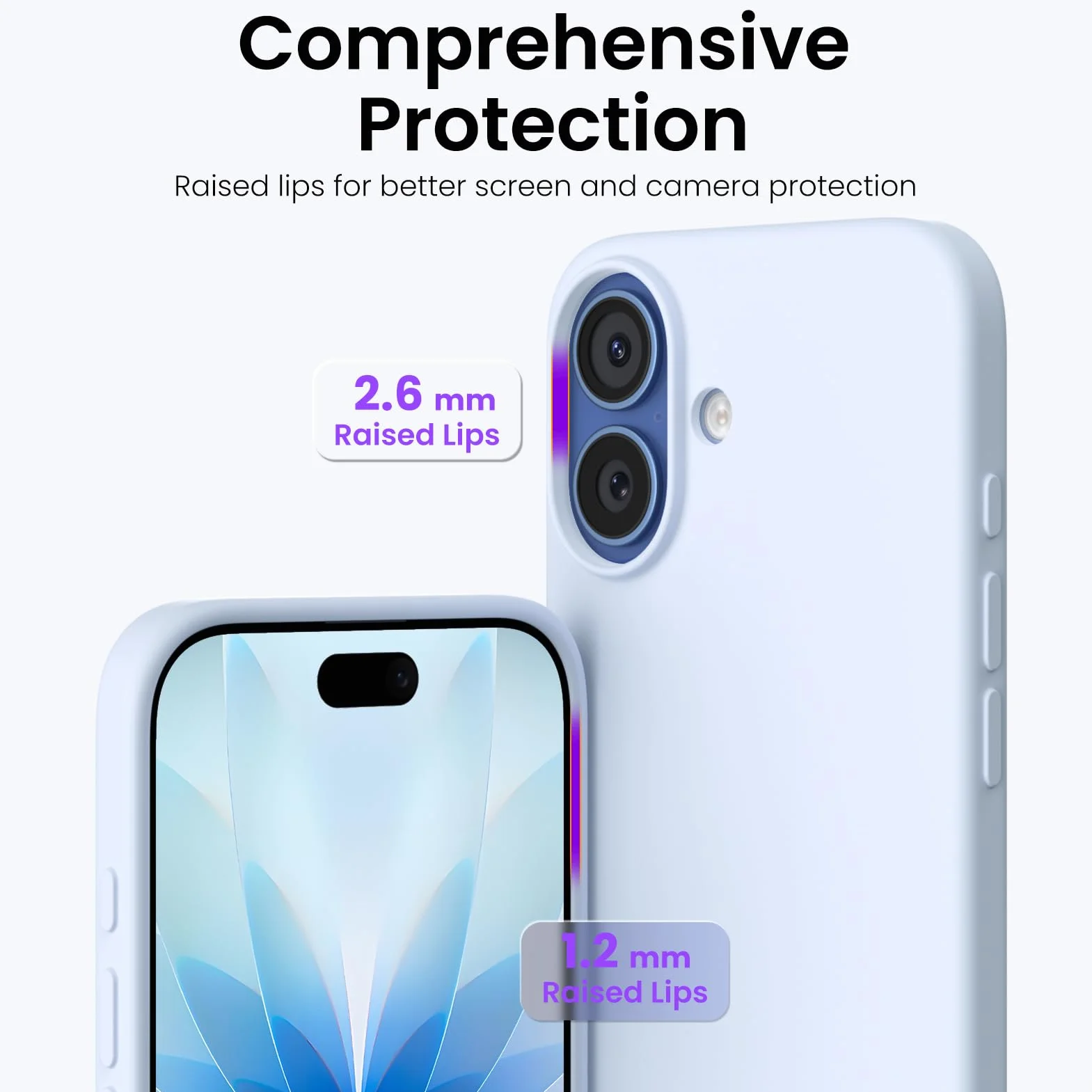 ORNARTO Etui na iPhone 17, Silikonowe 6,3 cala, cienka osłona na iPhone 17 z płynnego silikonu, odporna na zarysowania i wstrząsy osłona na iPhone 17 (2025) - Niebieski dziecięcy