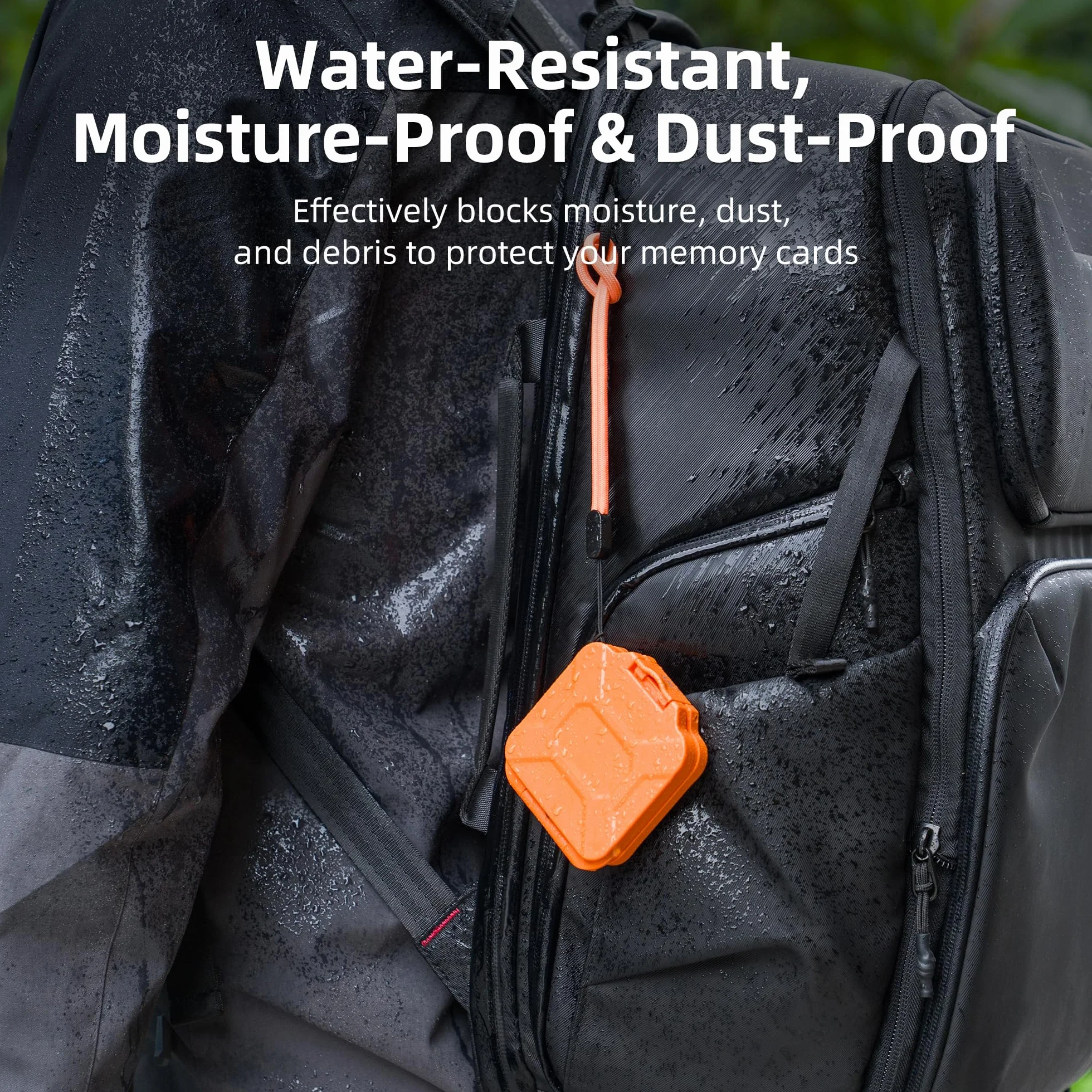 JJC Przenośne etui na karty pamięci na 4 karty SD i 8 kart Micro SD, pomarańczowe | Smukłe etui na karty SD 16,4 mm, wodoodporna powłoka ABS, odporna na wstrząsy wyściółka z pianki EVA, smycz w zestawie