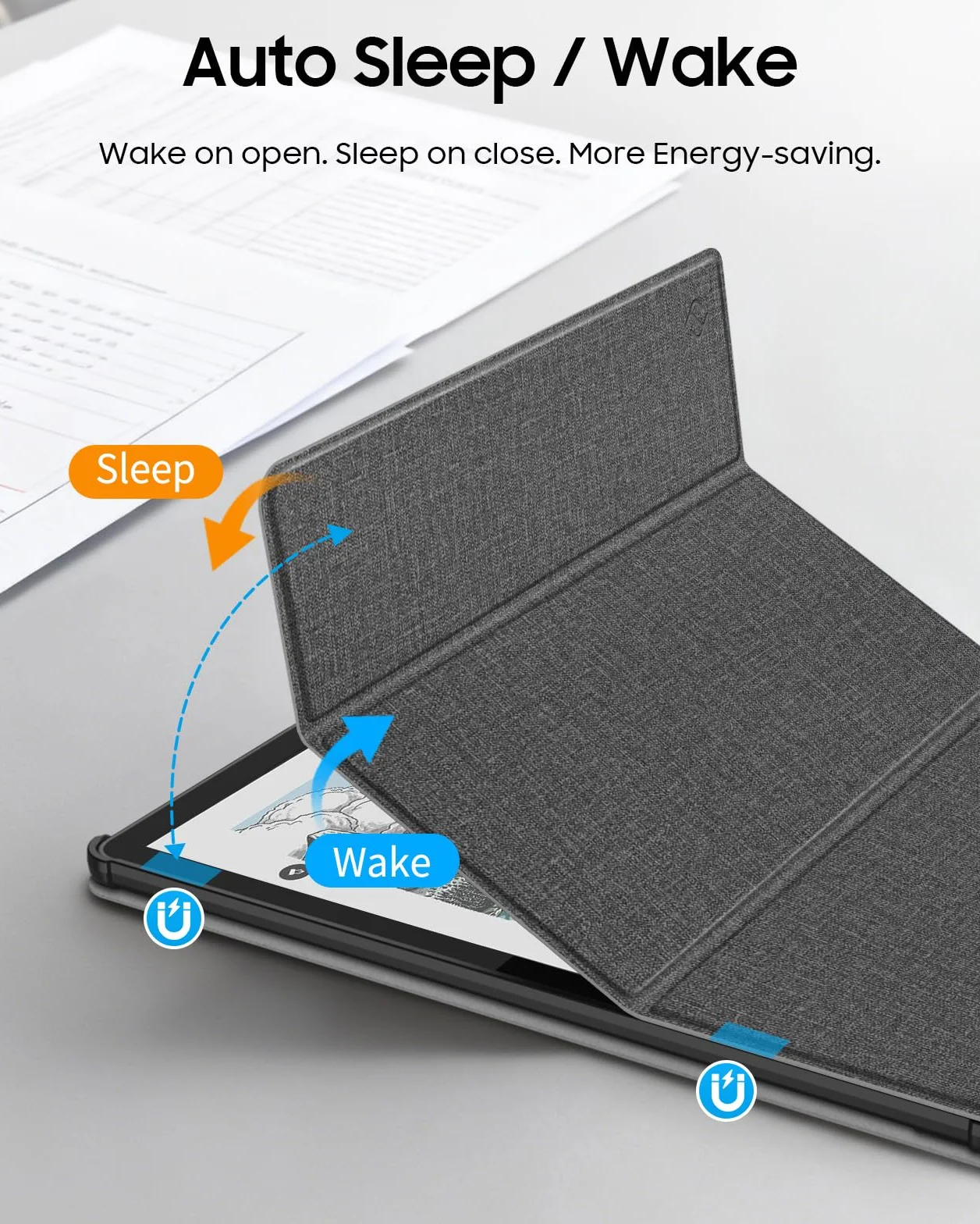 Fintie Etui na 11" Kindle Scribe (3. generacji) i Kindle Scribe Colorsoft (1. generacja) – 2025, szare z uchwytem na długopis i funkcją automatycznego wygaszenia/wybudzania