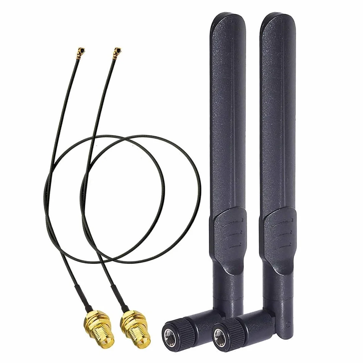 Bingfu Dwuzakresowa Wi-Fi 2,4 GHz 5,8 GHz 8dBi RP-SMA męska antena i 25 cm U.FL IPX IPEX MHF4 do RP-SMA żeńska przedłużacz 2-pak do M.2 NGFF Intel bezprzewodowa karta sieciowa Wi-Fi adapter laptopa