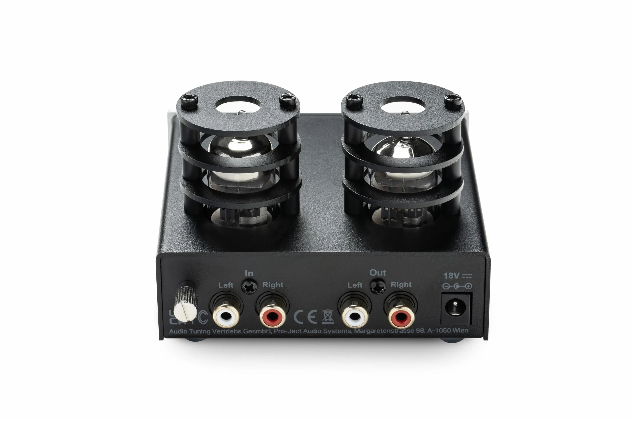 Pro-Ject Tube Box E, w pełni dyskretny wzmacniacz fonowy (czarny)