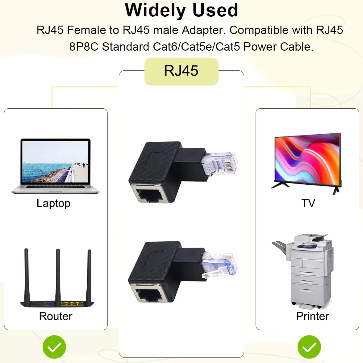 RJ45 adapter kątowy 90 stopni męski-żeński Cat6 LAN złącze sieciowe