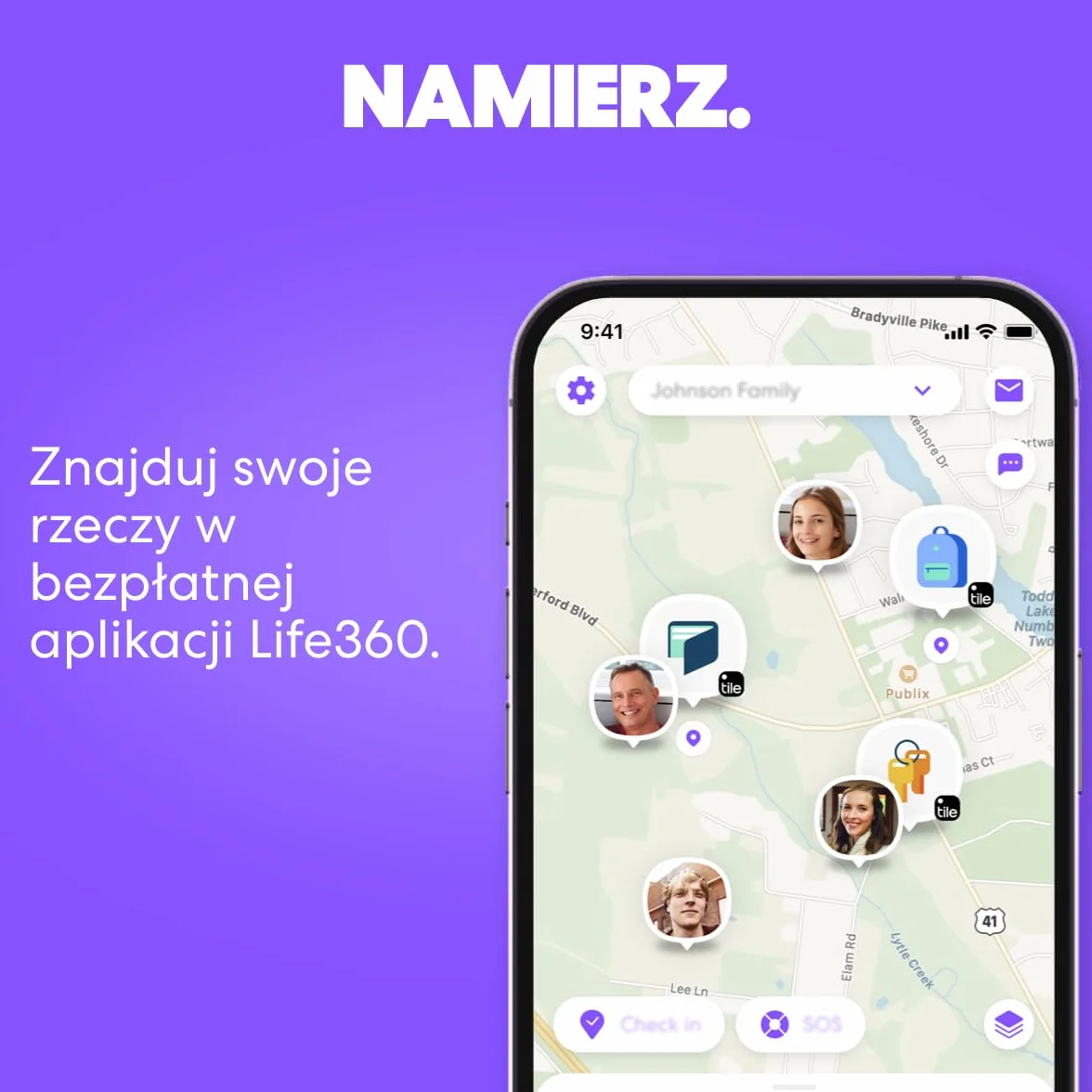 Tile by Life360 Mate - lokalizator Bluetooth do znajdowania kluczy, torebek i innych rzeczy. Znajdowanie telefonu. Zgodność: iOS i Android. 1 szt. (navy blaze)