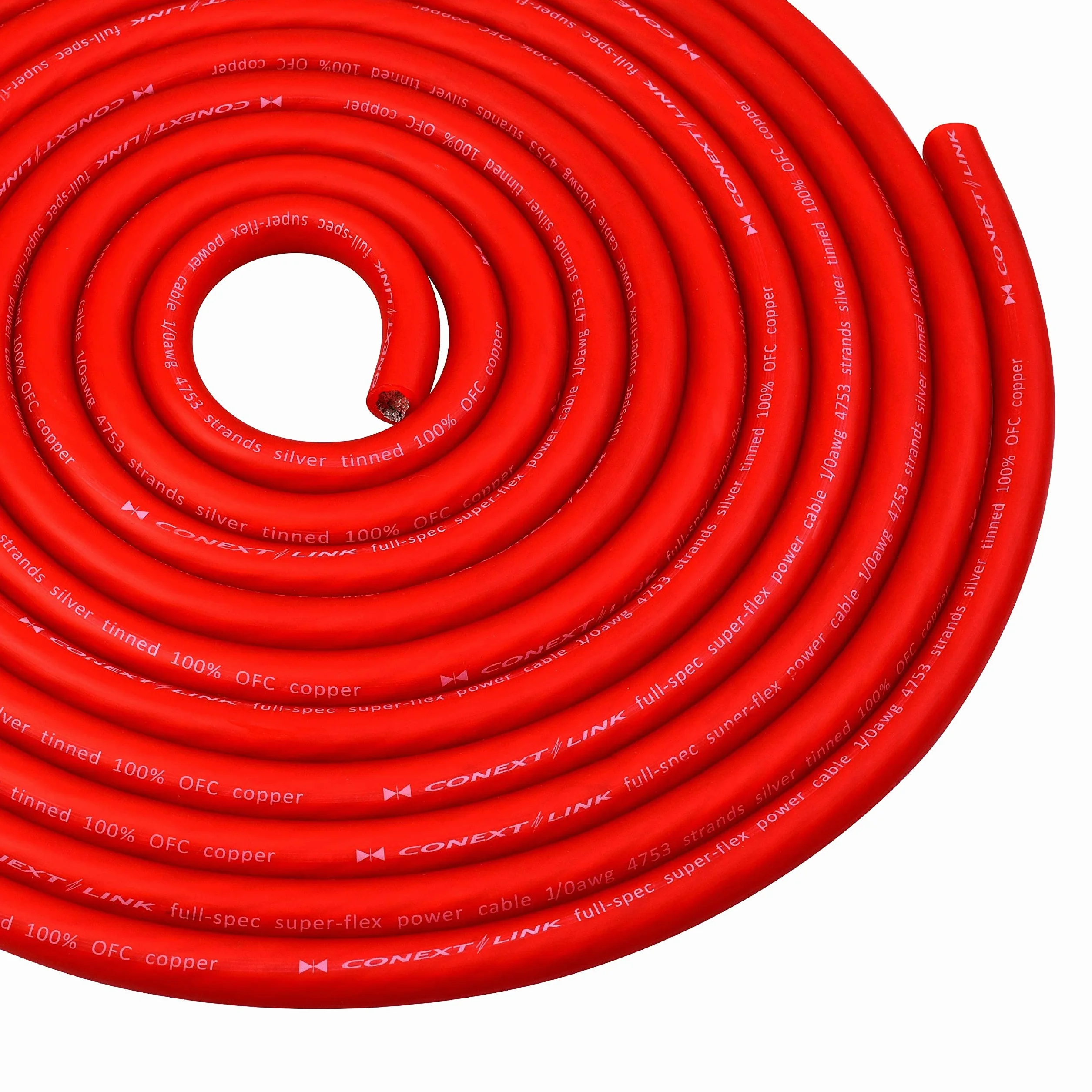Conext Link 25 FT 1/0 AWG 0 GA kabel zasilający do akumulatora o pełnym przekroju przewód uziemiający czerwony OFC miedź