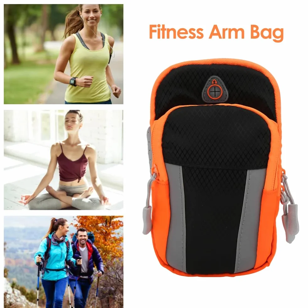 Torba na ramię sportowa wodoodporna 5,1-6 cali uniwersalna smartfon pomarańczowa (black)