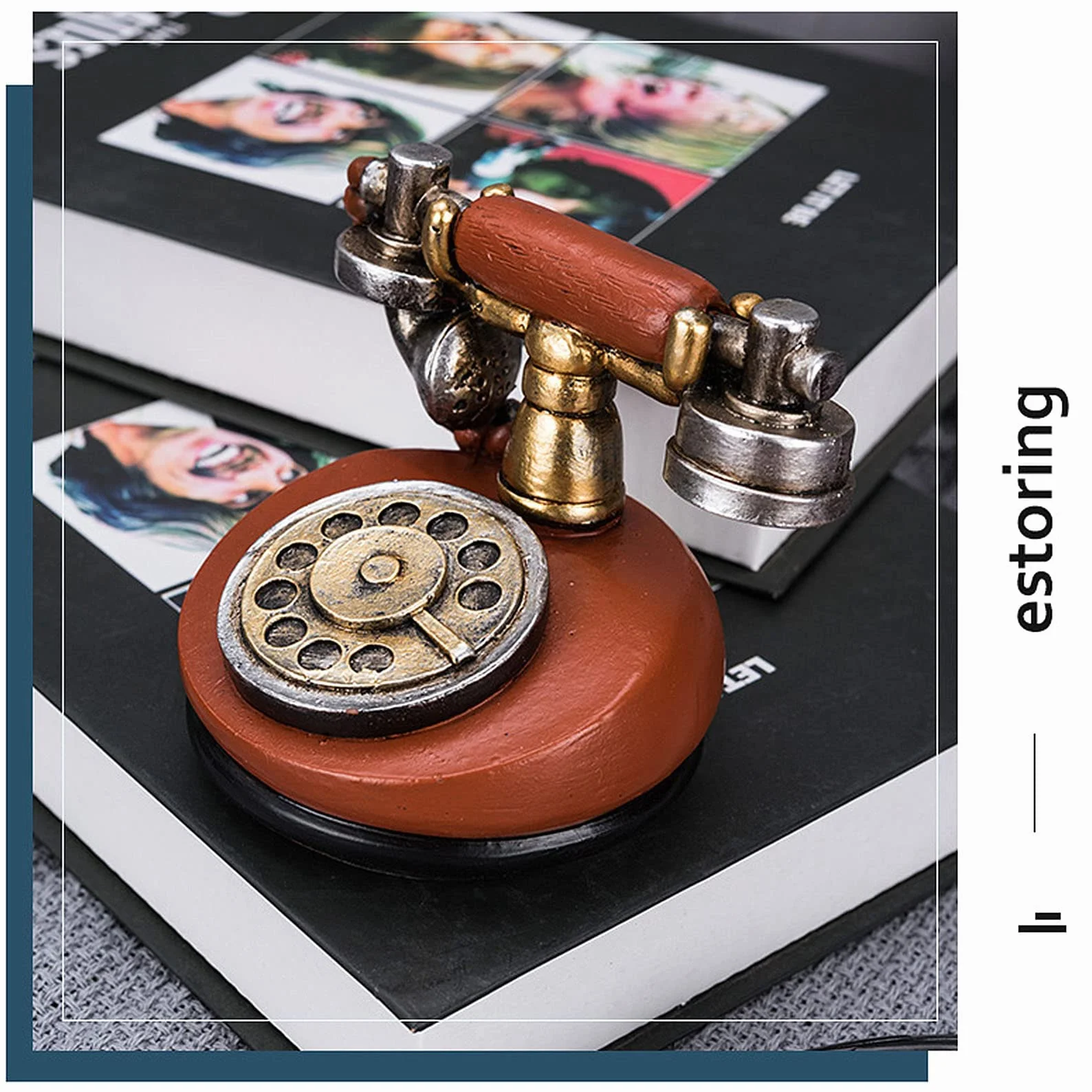 Vintage telefon, antyczne ozdoby na telefon biurowy, retro przewodowy telefon, vintage dekoracyjny telefon do domowego biura antyczne