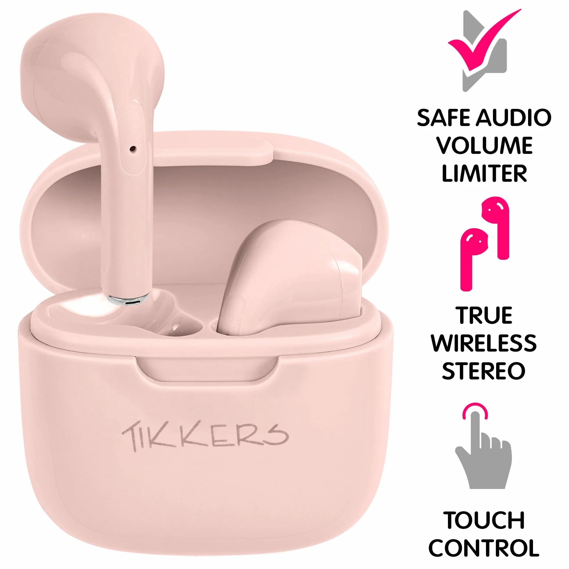 Tikkers Smart Series 13 - Różowy silikonowy pasek Smart Watch & Earbuds Set TKS13-0031-SET