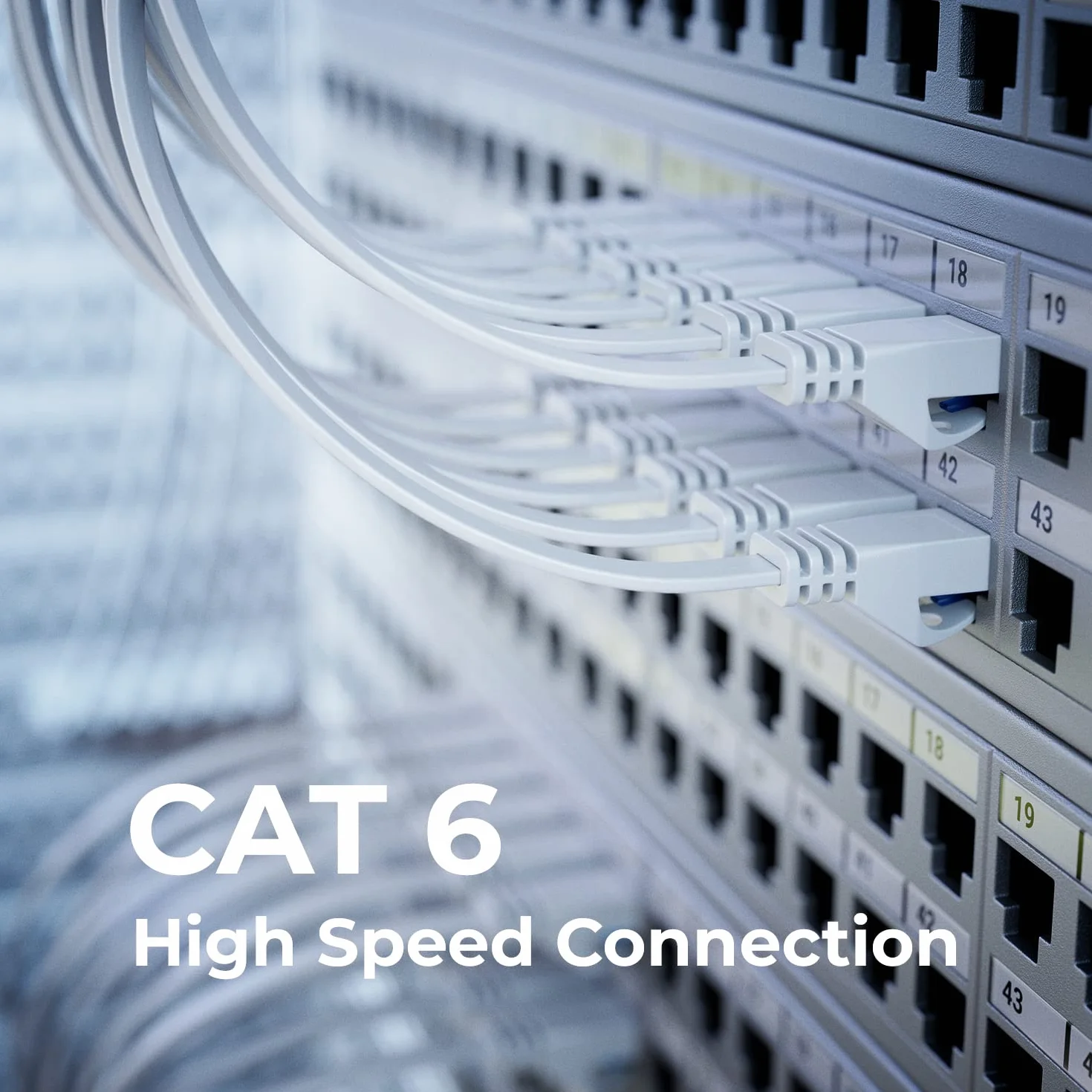 deleyCON 20m CAT6 Płaski Kabel Sieciowy Gigabit LAN RJ45 Ethernet Biały