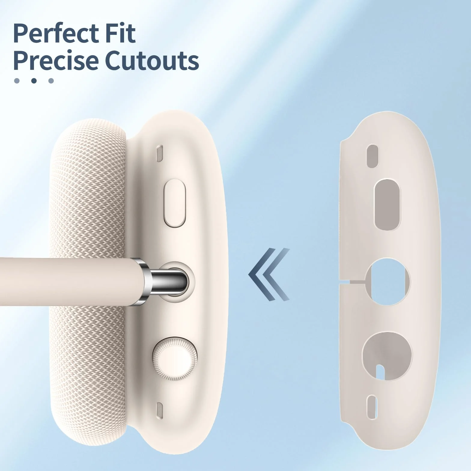 Fintie Silikonowe etui na AirPods MAX 2 (2026) i AirPods MAX Silikonowe etui 3 w 1, Odporne na zarysowania nauszniki AirPods MAX, osłona na słuchawki i osłona opaski - światło gwiazdy