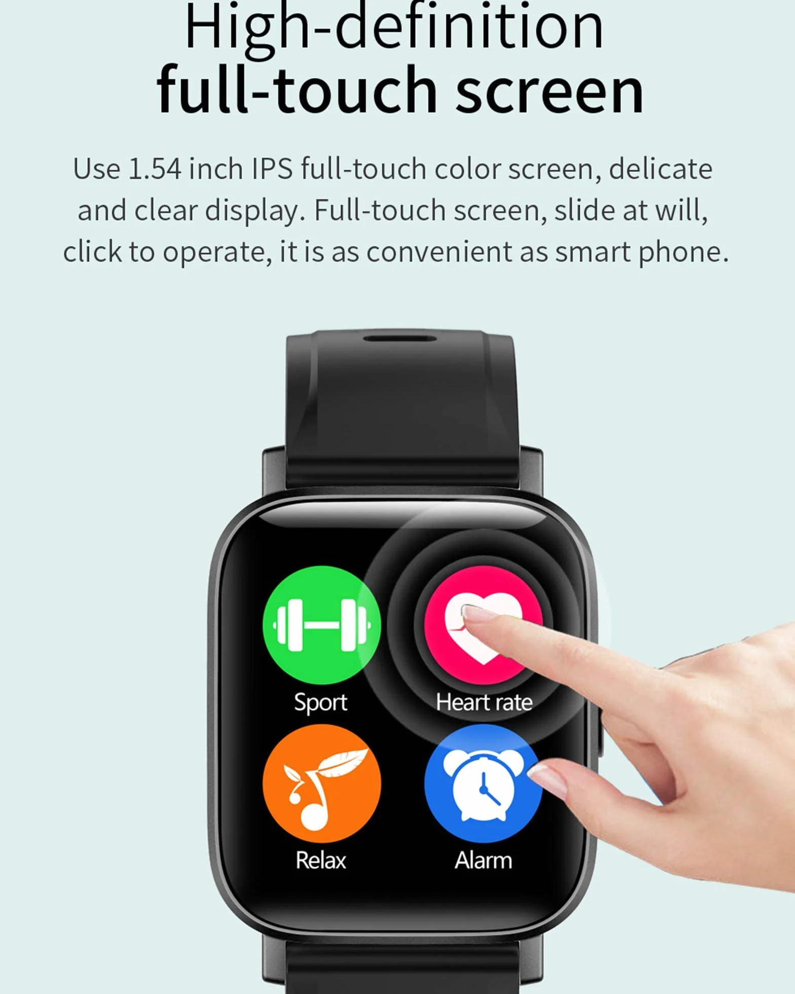 Inteligentny zegarek na Androida iOS Inteligentne zegarki dla mężczyzn Kobiety IP68 Wodoodporny smartwatch sportowy Monitor aktywności fizycznej Tętno Monitor snu Ekran dotykowy Czarny (czarny) little