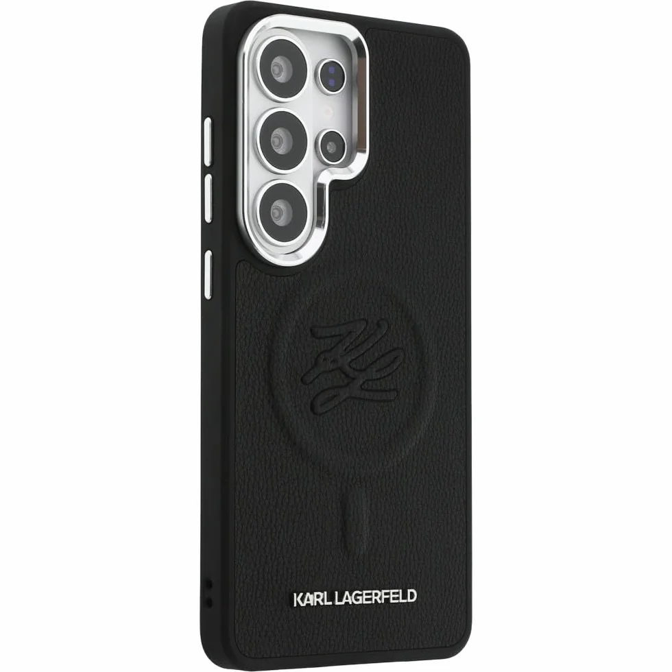 CG MOBILE Karl Lagerfeld wytłoczone inicjały pierścieniowe kompatybilne z MagSafe etui do Samsung Galaxy S26 Ultra (czarne)