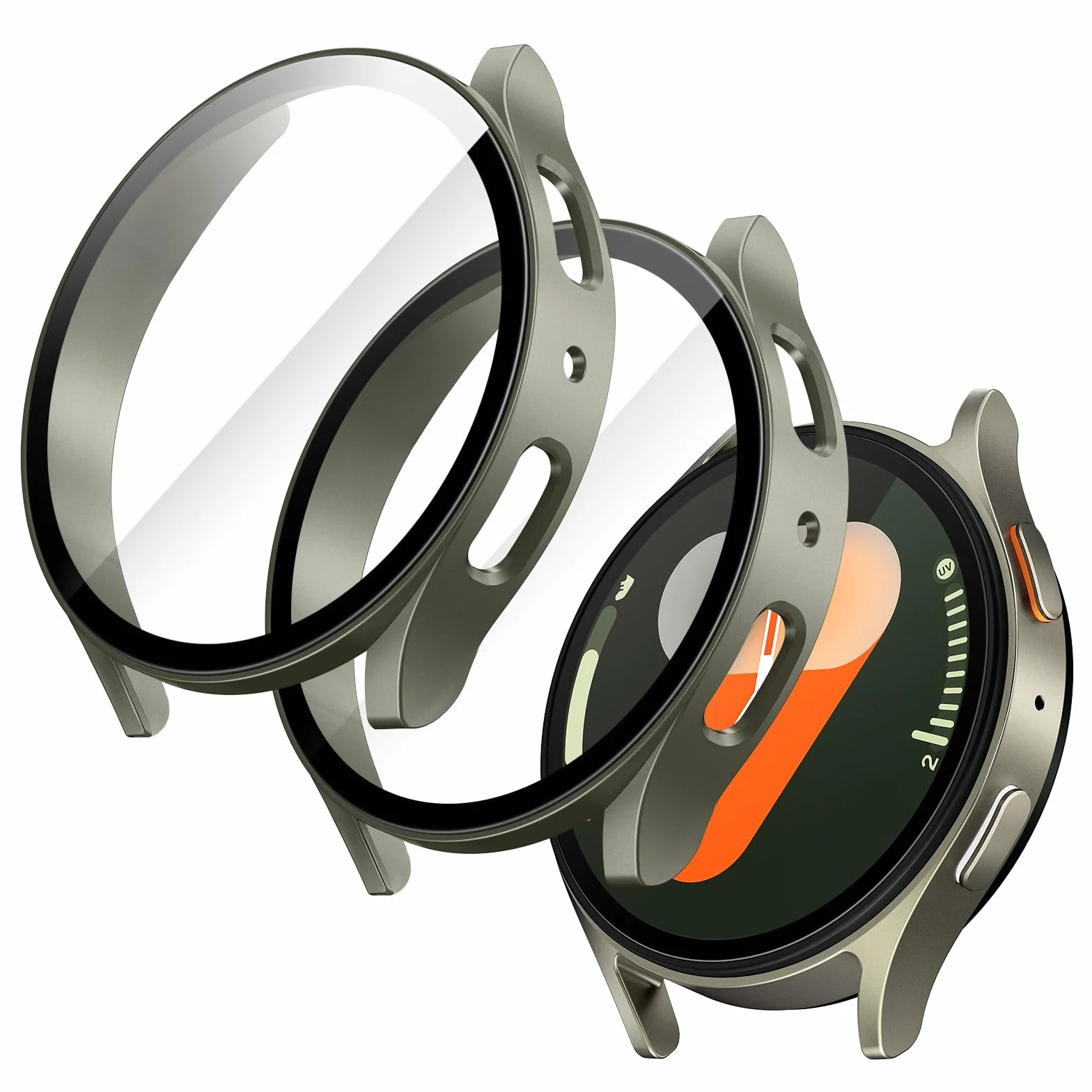 JETech Etui z Ochraniacz Ekranu dla Samsung Galaxy Watch 7 40mm, Szkło Hartowane, 2 Sztuki (Zielony)