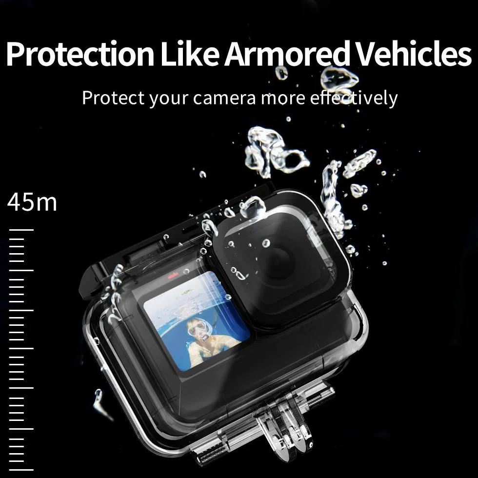 TELESIN Wodoodporna obudowa do GoPro Hero 11 Hero 10 Hero 9 Nurkowanie podwodne przezroczysta osłona ochronna z uchwytem szybkiego zwalniania