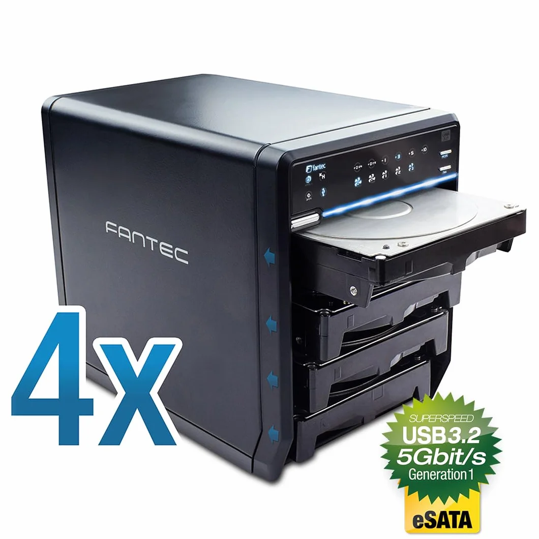Fantec QB-35US3R Obudowa dysku twardego do dysków 4 x 8,89 cm (3,5 cala (SATA I/II/III czarna