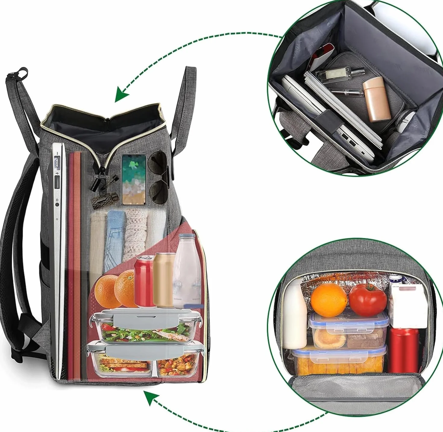 MATEIN Plecak piknikowy na laptopa, 17-calowy plecak piknikowy dla | mężczyzn i kobiet, z izolowaną przegrodą termiczną, wodoodporna torba termiczna na lunch dla mężczyzn