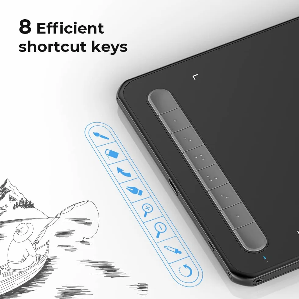 XP PEN Deco MW 8"x5" tablet graficzny Bluetooth z 8 przyciskami szybkiego rysowania, edycja zdjęć z rysikiem X3, idealny do domowego biura, e-learningu (czarny)