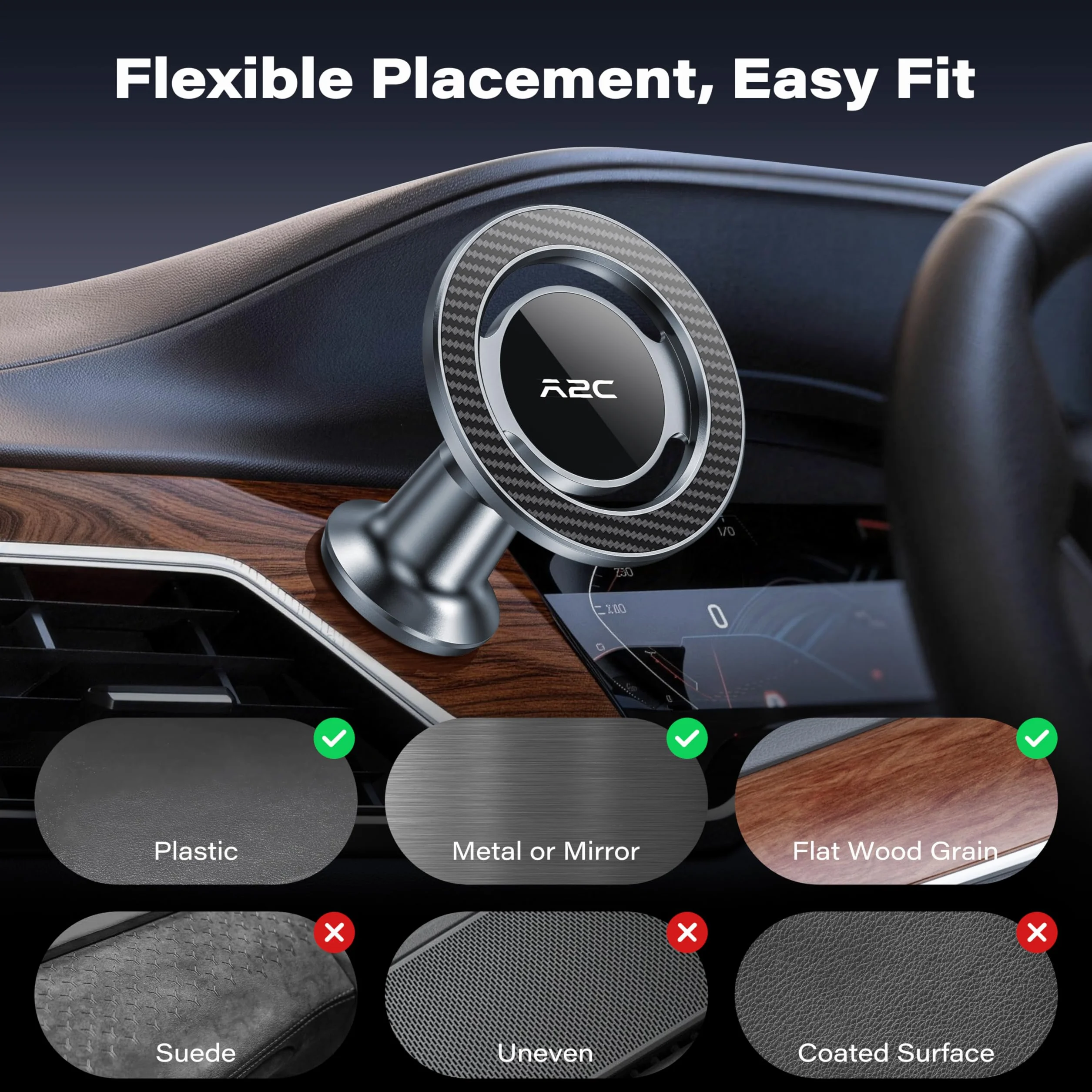 APPS2Car Mag-Safe samochodowy uchwyt na telefon obracany 360° magnetyczny na deskę rozdzielczą