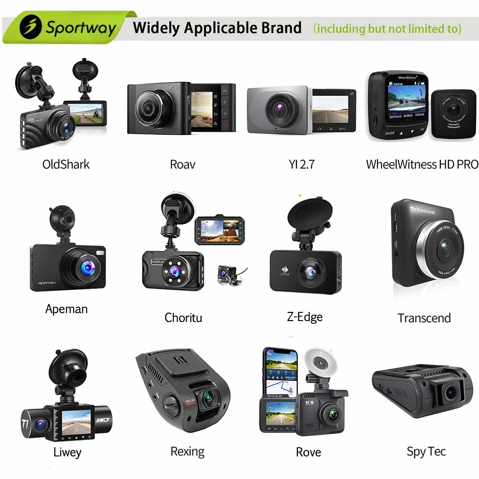 Sportway Uchwyt na kamerę Dash Cam, S10 Pro, przyssawka, 10+ przegubów, do kamer Rove Apeman Chortau Roav Nexar iiwey Rexing Z-Edge Old Shark YI 98% Auto Dash Cameras