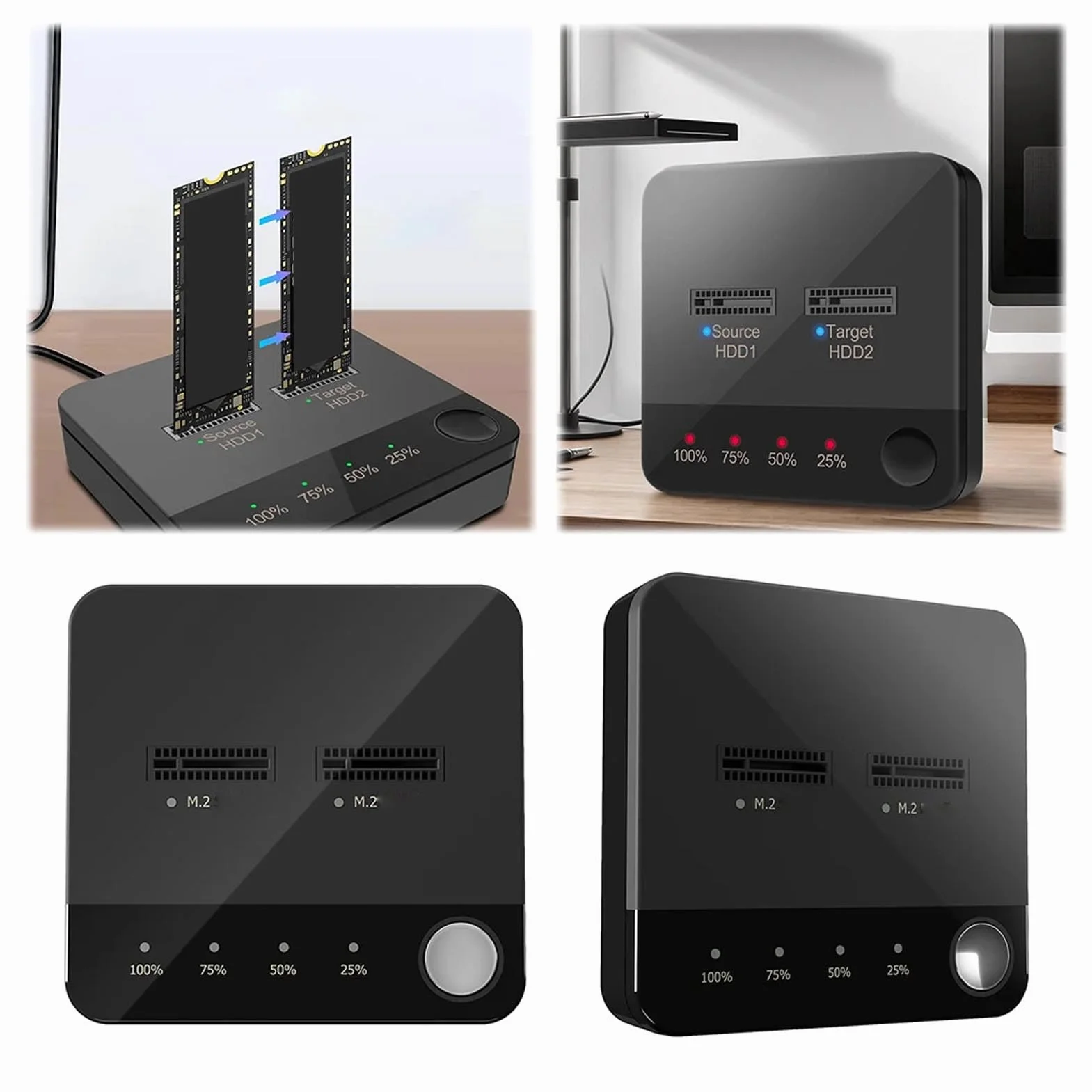 Luocute 20 Gb / S NVME SSD Duplicator, Dual Bays M.2 Deplicator Dysk Twardy, Zasilany USB C, Zoptymalizowane Chłodzenie, Przenośne i Praktyczne, Wsparcia, OS X, do Klonowania i