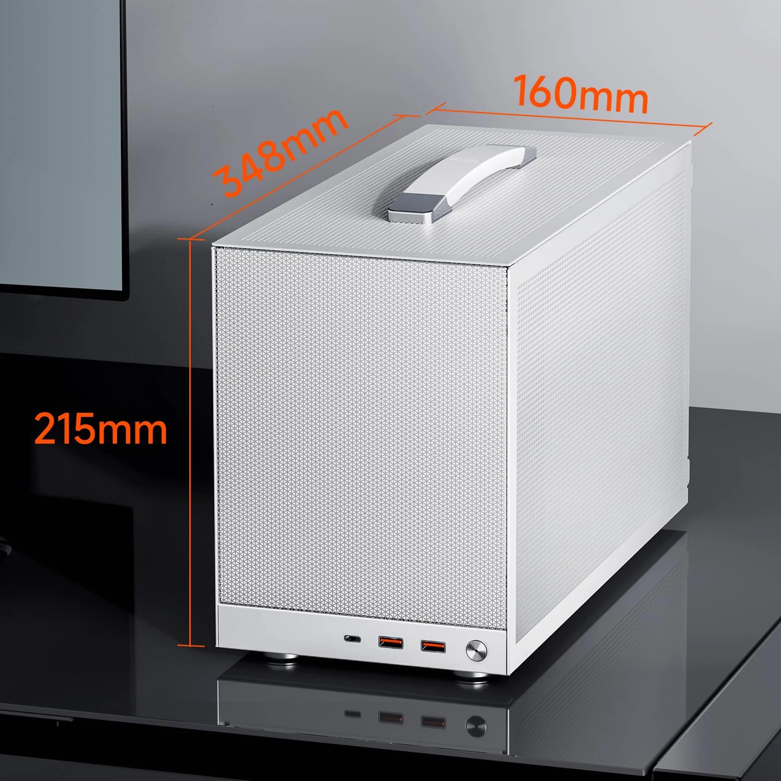PCCOOLER K101 MESH 3F WH Mini-ITX Obudowa z kablem PCIe 4.0 Riser, Panel Siatkowy, Obsługa GPU 340mm, Chłodzenie CPU 68mm, Podwójny USB 3.0 i Type-C, Zawiera 3x 120mm Wentylatory, Uchwyt