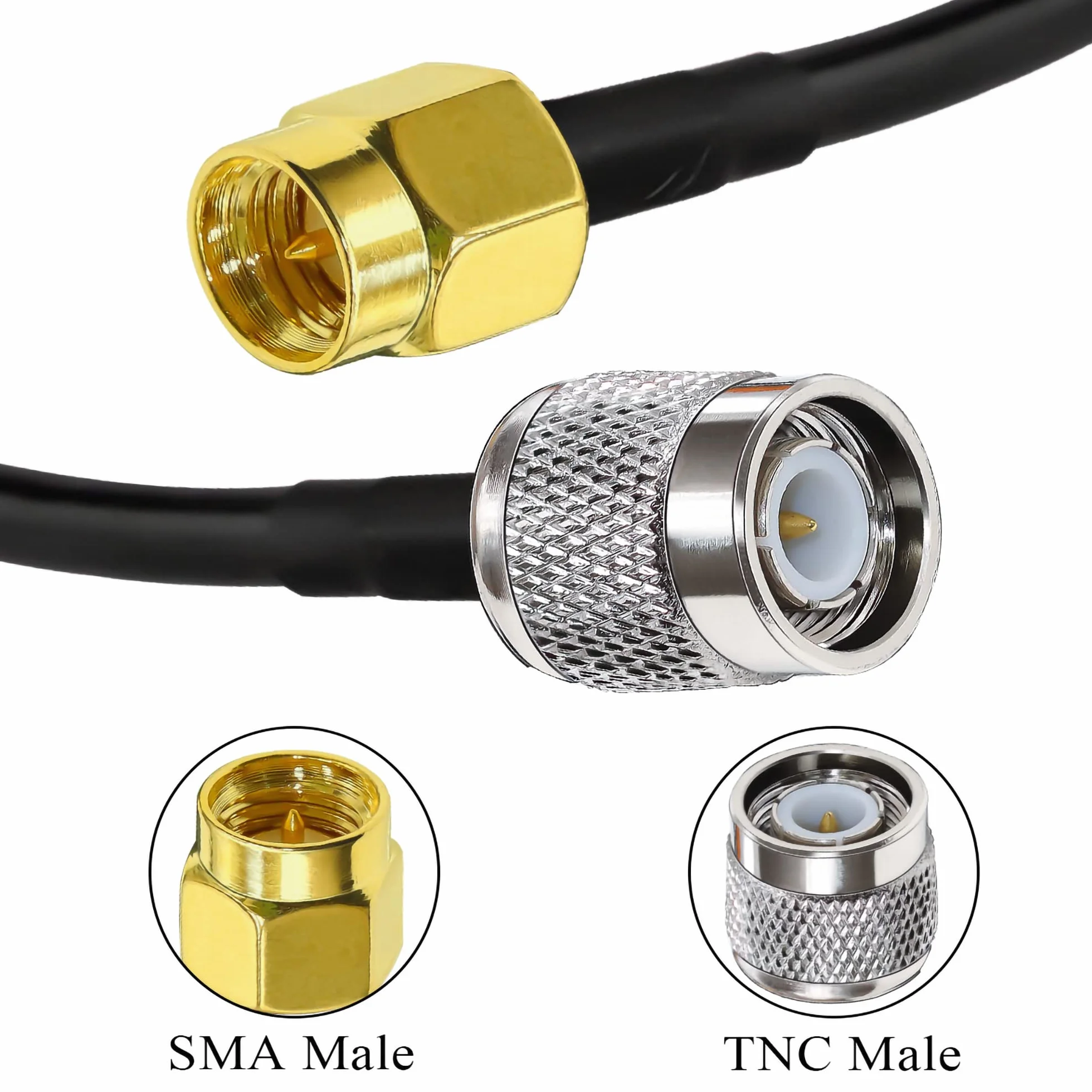 TUOLNK SMA na TNC kabel RG58, wtyczka o niskim poziomie stratności, 1 m, HF, kabel koncentryczny 50 omów do urządzeń bezprzewodowych LAN