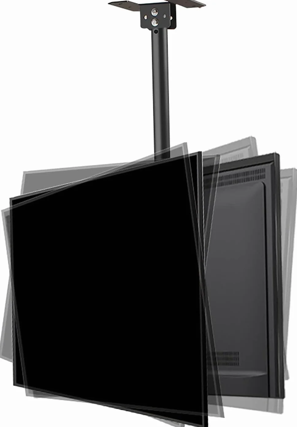 Wielofunkcyjny jednobiegunowy podwójny ekran sufitowy uchwyt do telewizora, regulowany obrót nachylenia, pasuje do 37-80-calowych niskoprofilowych telewizorów LED, stojak na telewizor