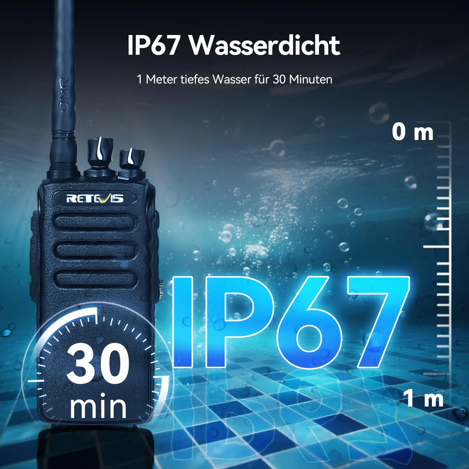 Retevis RT81 Radio, Wodoodporność IP67, 32 Kanały DMR Tryb Analogowy/Cyfrowy, Zestaw Radiowy 2200mAh Bateria Litowo-Jonowa, Radiowy Daleki Zasięg (1 Para, Czarny)