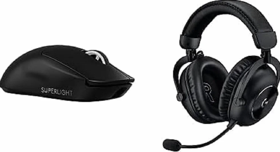 Logitech G PRO X 2 LIGHTSPEED, bezprzewodowe słuchawki, odłączane ramię mikrofonu, grafenowe 50 mm - Czarny & Logitech G PRO X SUPERLIGHT 2 LIGHTSPEED - Czarny