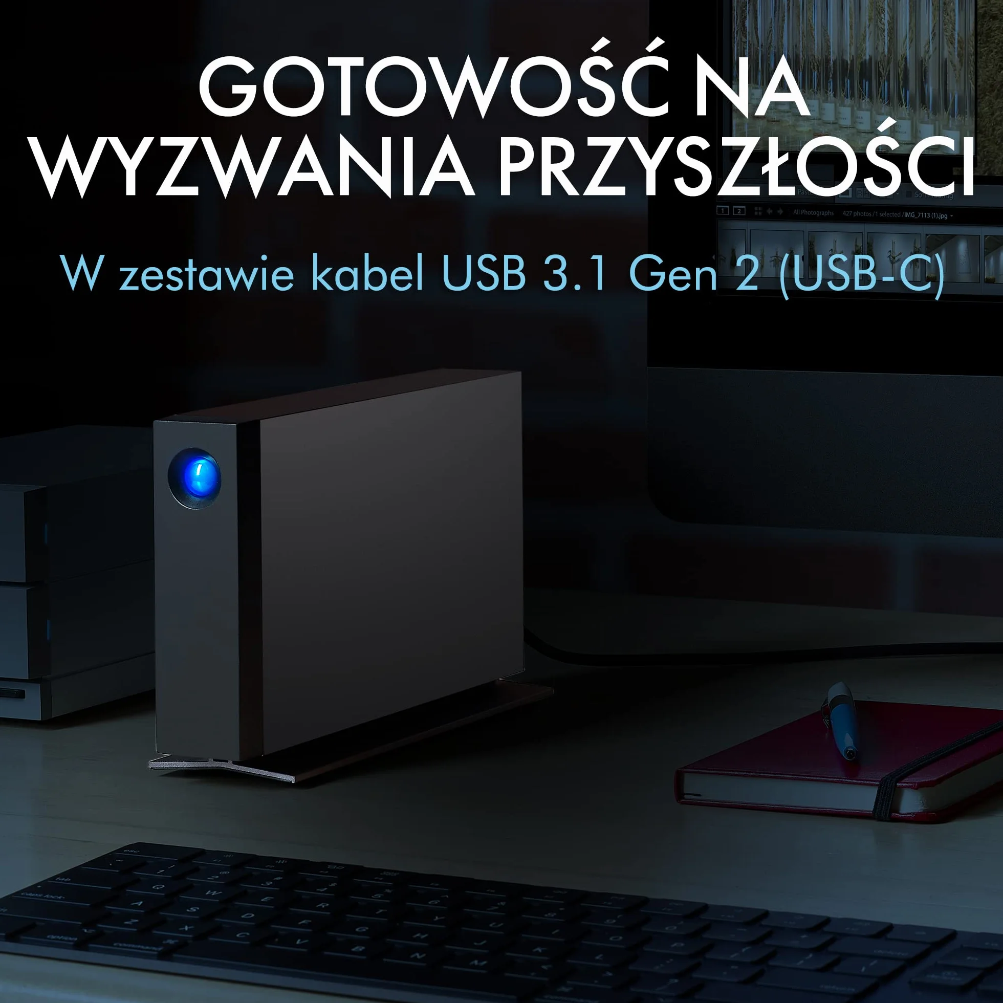 LaCie d2 Professional 10TB, Zewnętrzny dysk twardy, PC Mac & iPad, 1 miesiąc Adobe CC, Data Rescue Service (STHA10000800)