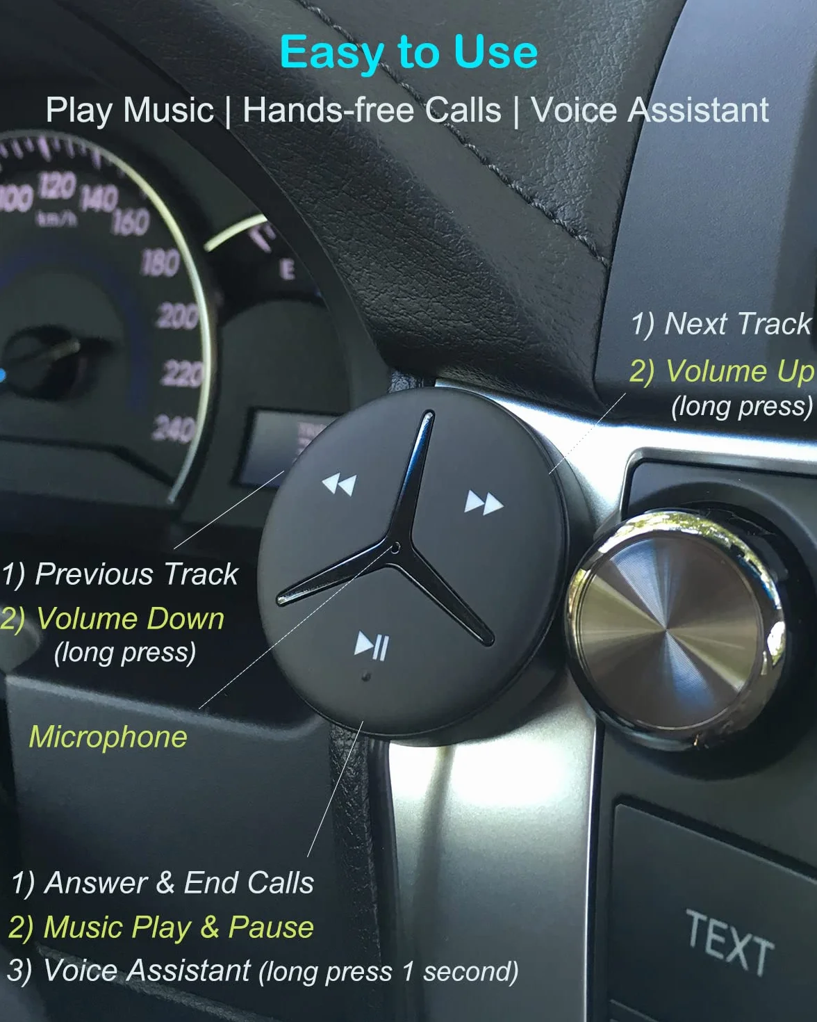 Aston Innovations SoundTek A1+ zestaw samochodowy Bluetooth z AAC do strumieniowego odtwarzania muzyki bez użycia rąk, adapter Bluetooth Aux do samochodu / domowego stereo, wbudowany izolator szumów i mikrofon, automatyczne włączanie/wyłączanie, automatyc