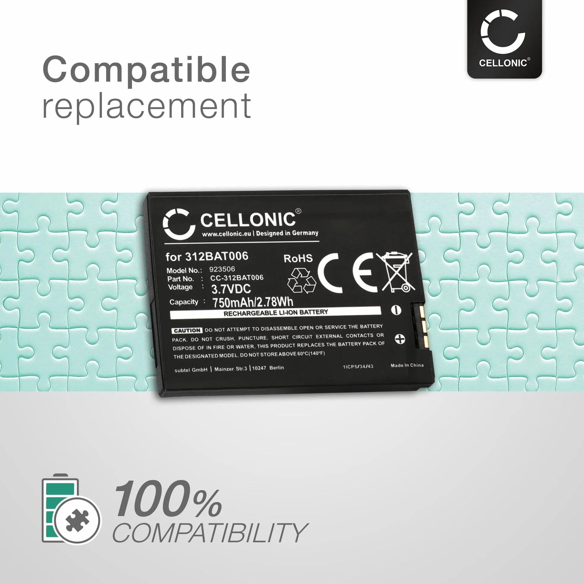 CELLONIC, Akumulator kompatybilny z AVM Fritz!Fon C5, FON M2, C4 (750 mAh, 3,7 V) akumulator zamienny 312BAT006, BAK130506