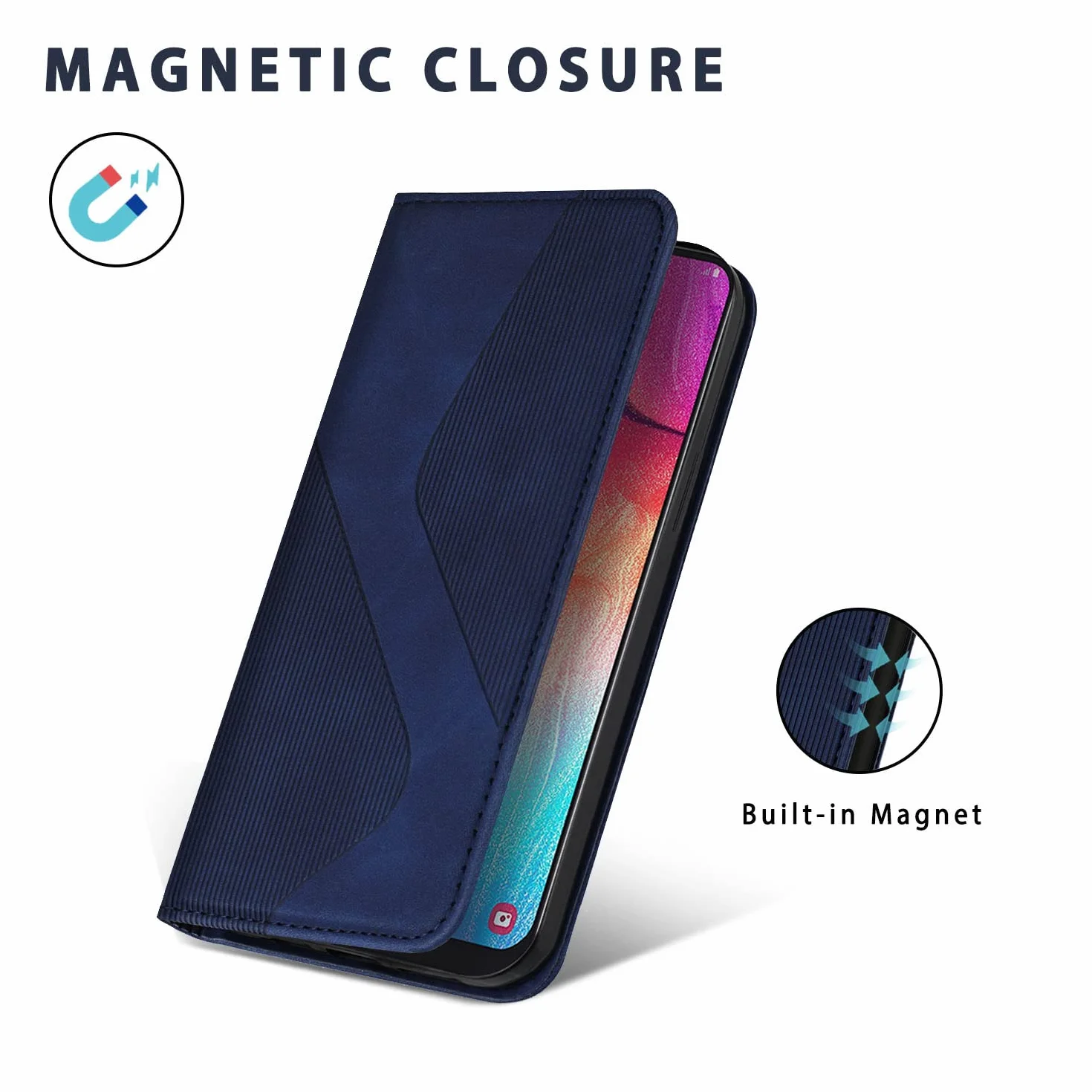 Etui z Klapką do Samsung Galaxy S24, Portfel z Skóra PU z Gniazda na karty i Podpórka, Ochrona Przed Wstrząsami Flip Etui do Samsung S24 (Niebieski)