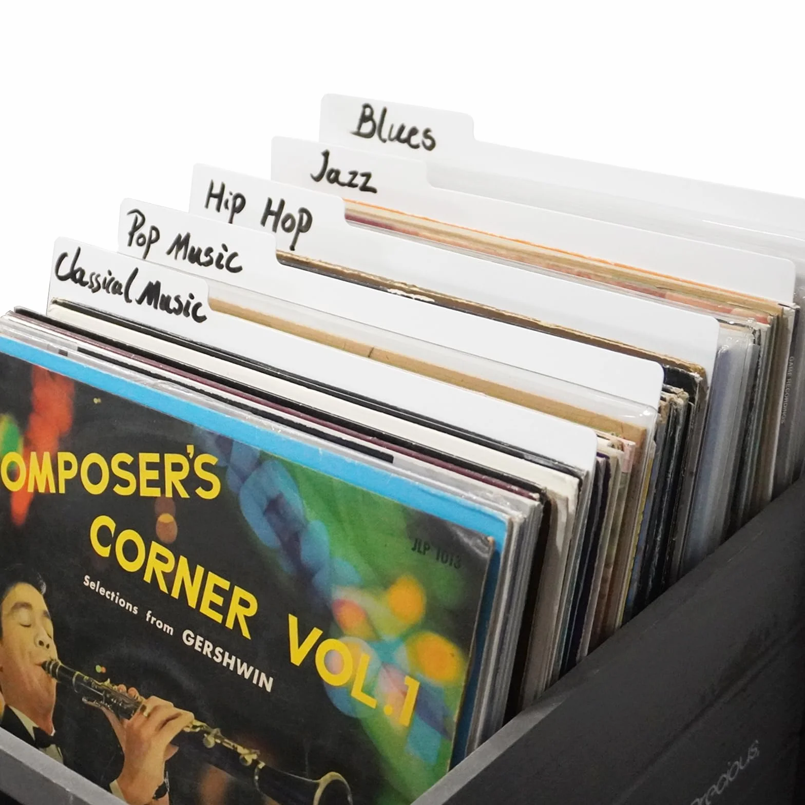 Przegrody do płyt winylowych, białe, dwustronne, plastikowe, kategorie, DIY, winylowe płyty LP, separatory albumów winylowych, skrzynek i organizacji DVD, 30 cm (20)