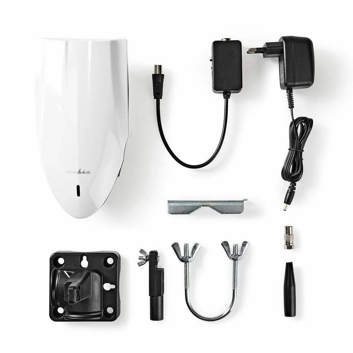 Nedis ANOR5002BK700 Zewnętrzna antena HDTV | Aktywna | FM/UHF/VHF | Zasięg odbioru: 0-50 km | LTE700 | Wzmocnienie: 40 dB | Biały/Czarny