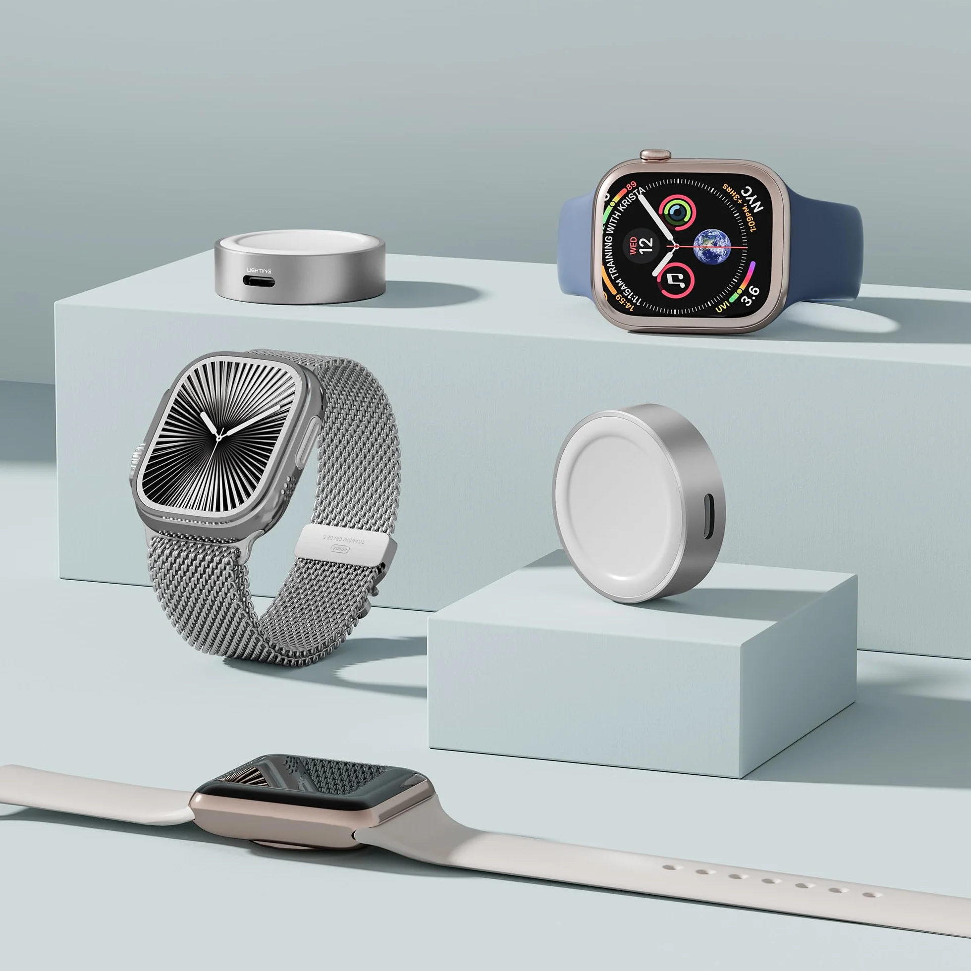 Ruxely Magnetyczna Ładowarka Bezprzewodowa do Apple Watch iWatch, Szybka Ładowarka USB C, Krótki Kabel, Series 10 9 8 7 6 Ultra 2 SE 42/46/44mm
