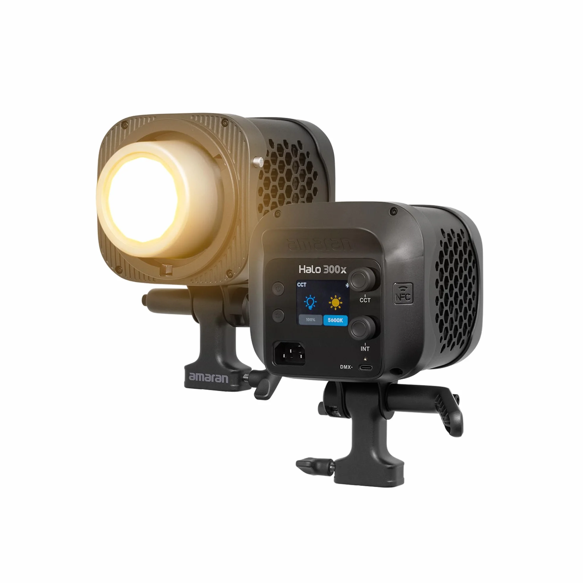 Amaran Halo 300x 305w Dwukolorowe światło LED do wideo 2700K-6500K z mocowaniem Bowens, kompaktowe światło COB, sterowanie przez aplikację, DMX, NFC
