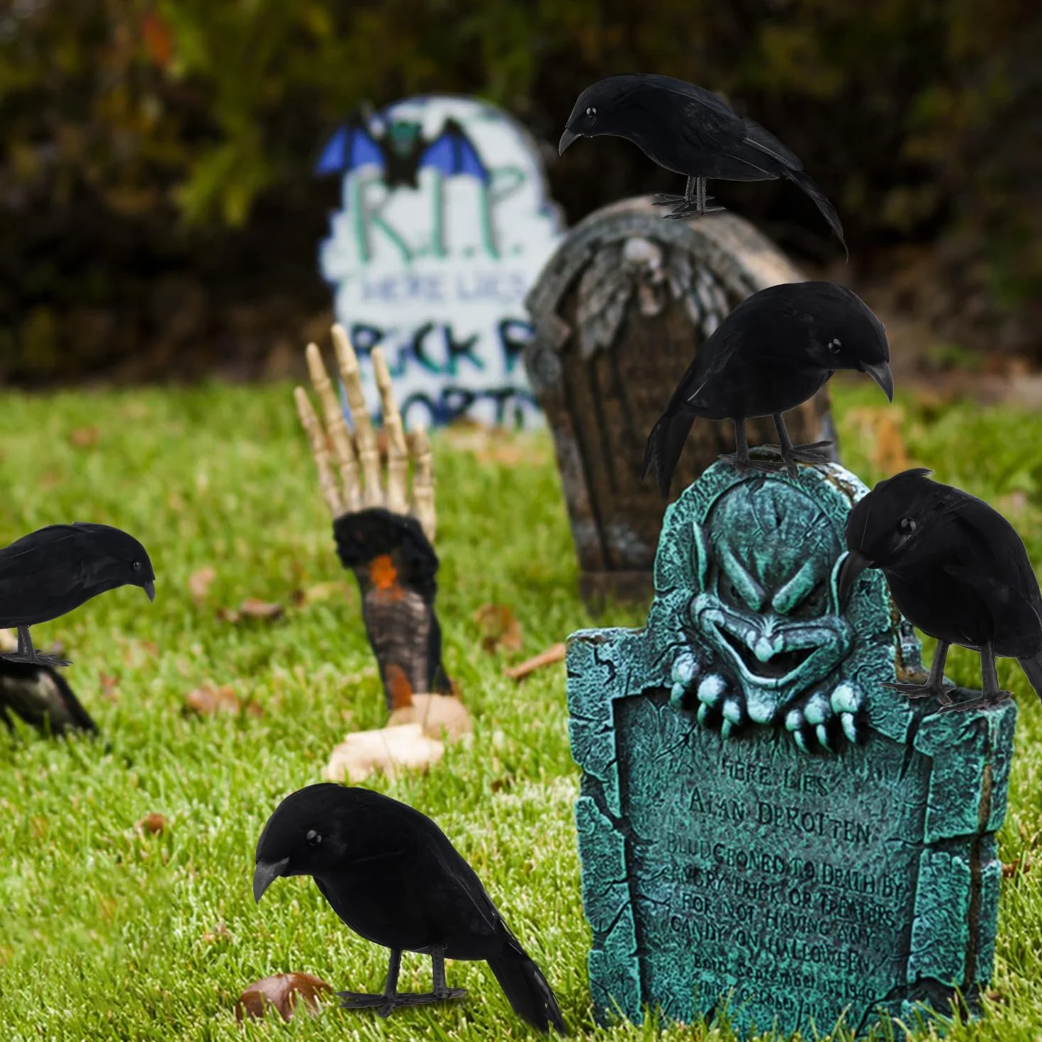 Fangoo 5 sztuk dekoracji na Halloween, realistyczne ręcznie robione czarne wrony