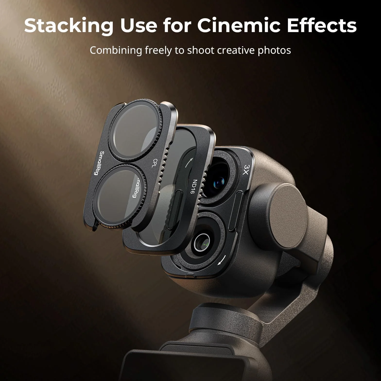 SMALLRIG ND16 ND64 ND256 CPL filtr do DJI Osmo Pocket 4P, zestaw filtrów dzielonych do akcesoriów Pocket 4 Pro z podstawą magnetyczną, obsługuje 2 filtry, wielowarstwowe szkło optyczne HD - 6476