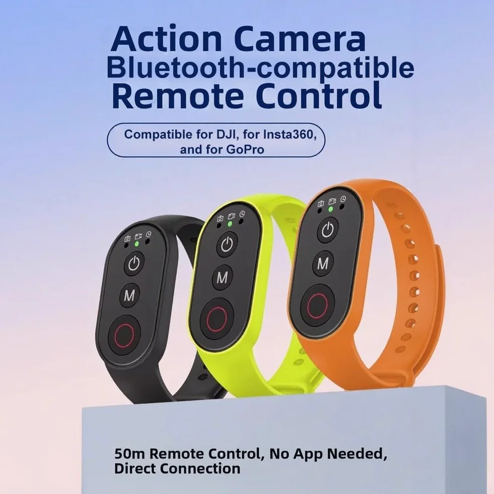 Pilot zdalnego sterowania dla DJI dla osmo Action 6/5/4, dla insta360 i, Kompaktowy bezprzewodowy spust migawki do aparatu ABS w wielu kolorach do wędrówek i jazdy na rowerze (czarny)
